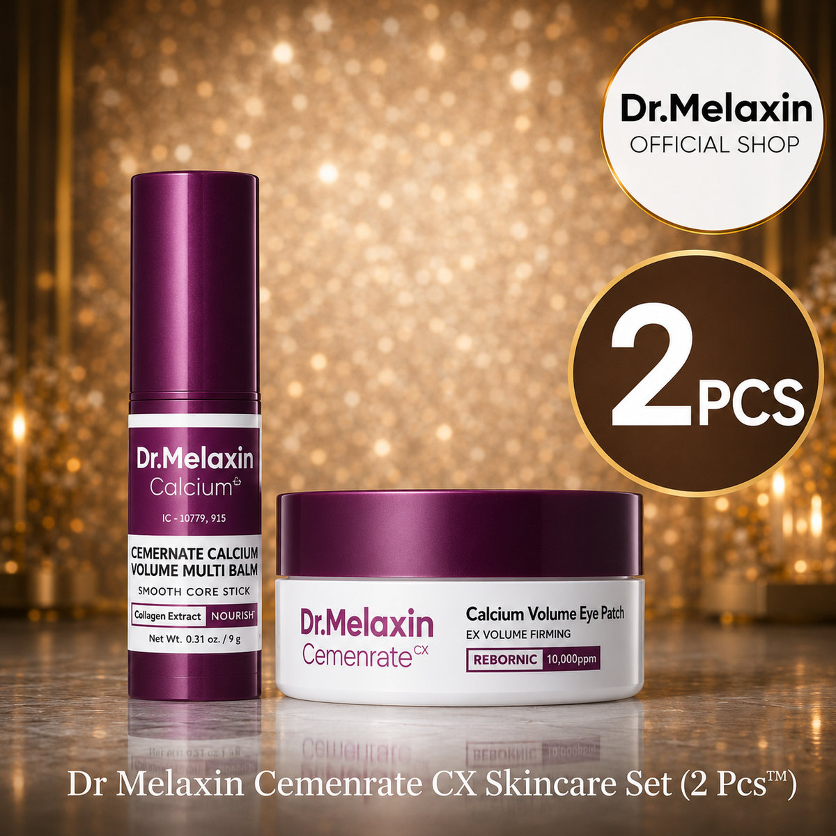 Dr. Melaxin™  Glass Skincare set (2-PC) ( Calcium Multi Balm + Eye Patch )